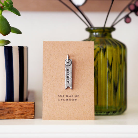 'Hooray' Celebration Banner Keyring Charm (pack of 3)